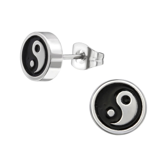 Kinder Ohrringe Yin Yang aus Chirurgenstahl