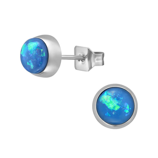 Kinder Ohrringe 5mm Opal aus Chirurgenstahl