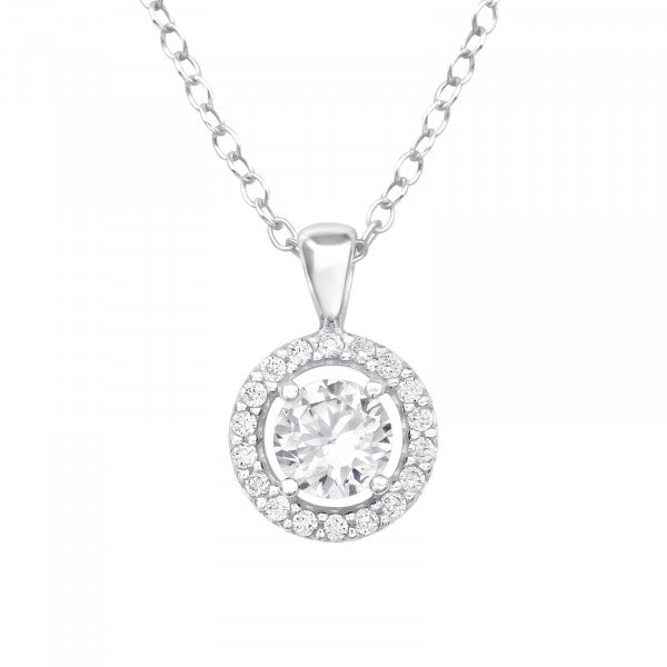 Kinderketting met zirkonia steentjes, gemaakt van 925 zilver.